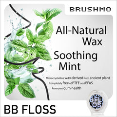 Close-up of black woven dental floss designed to prevent gum irritation