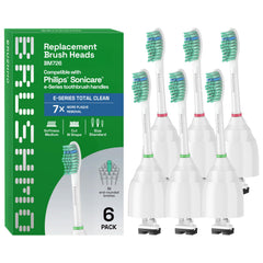 Brushmo BM726 Total Clean e-Series replacement heads in white (6-pack)