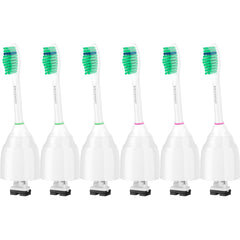 White brush heads with rounded bristle ends for gentle cleaning