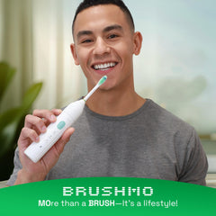 White Brushmo Total Clean head attached to Philips Sonicare-compatible handle