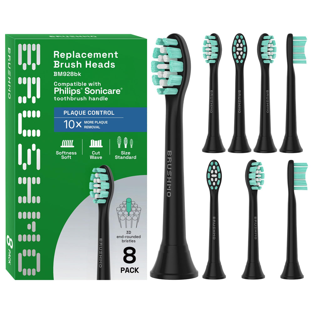 Brushmo BM928BK 8-pack Black replacement heads - front view