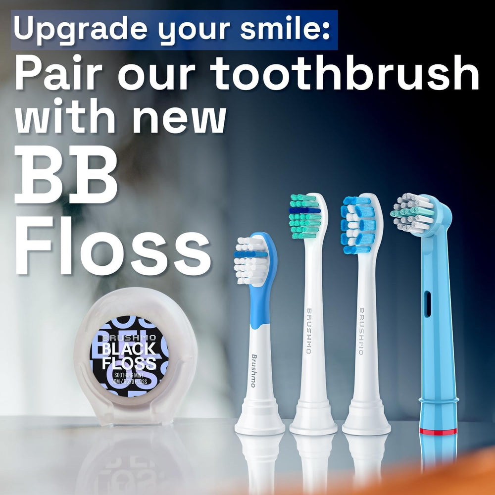 Eight brush heads per pack in multi-color packaging