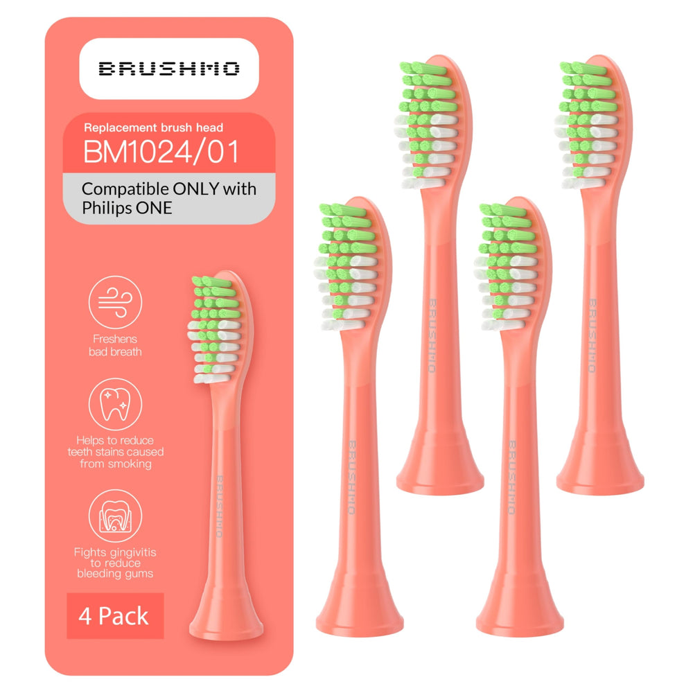 Brushmo 4-pack replacement heads in Miami Coral color for Philips One by Sonicare
