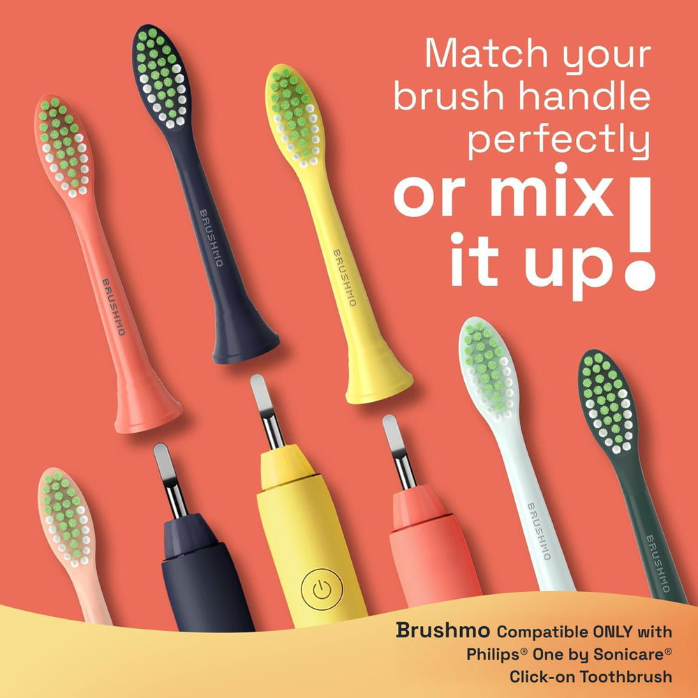 Close-up of Brushmo head with soft DuPont bristles in Miami Coral