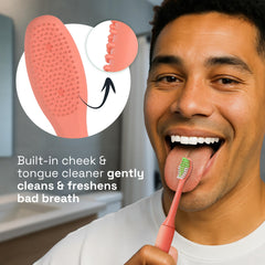 Back of Brushmo replacement head showing cheek and tongue cleaner