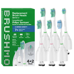 Brushmo e-Series standard replacement toothbrush heads (BM724+2) in white packaging