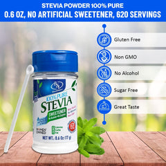 0.6 oz container of pure stevia powder