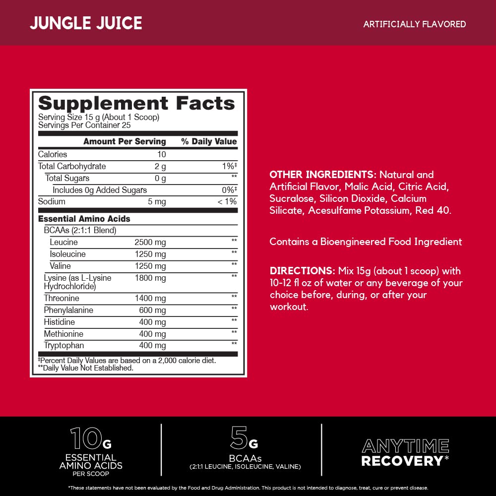AMINOx EAAs nutrition label and ingredients
