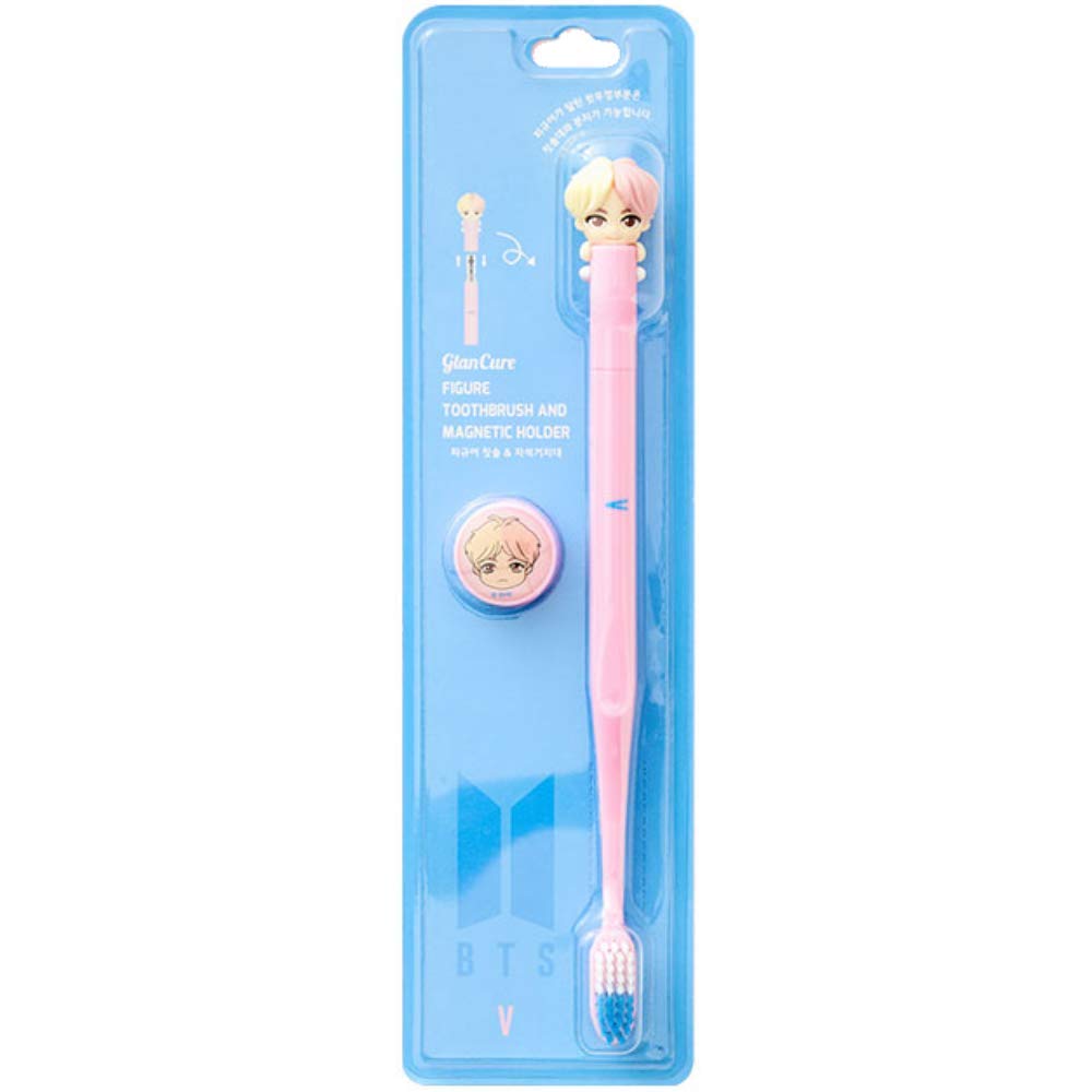 BTS Character Figure Toothbrush with Magnetic Holder featuring V design