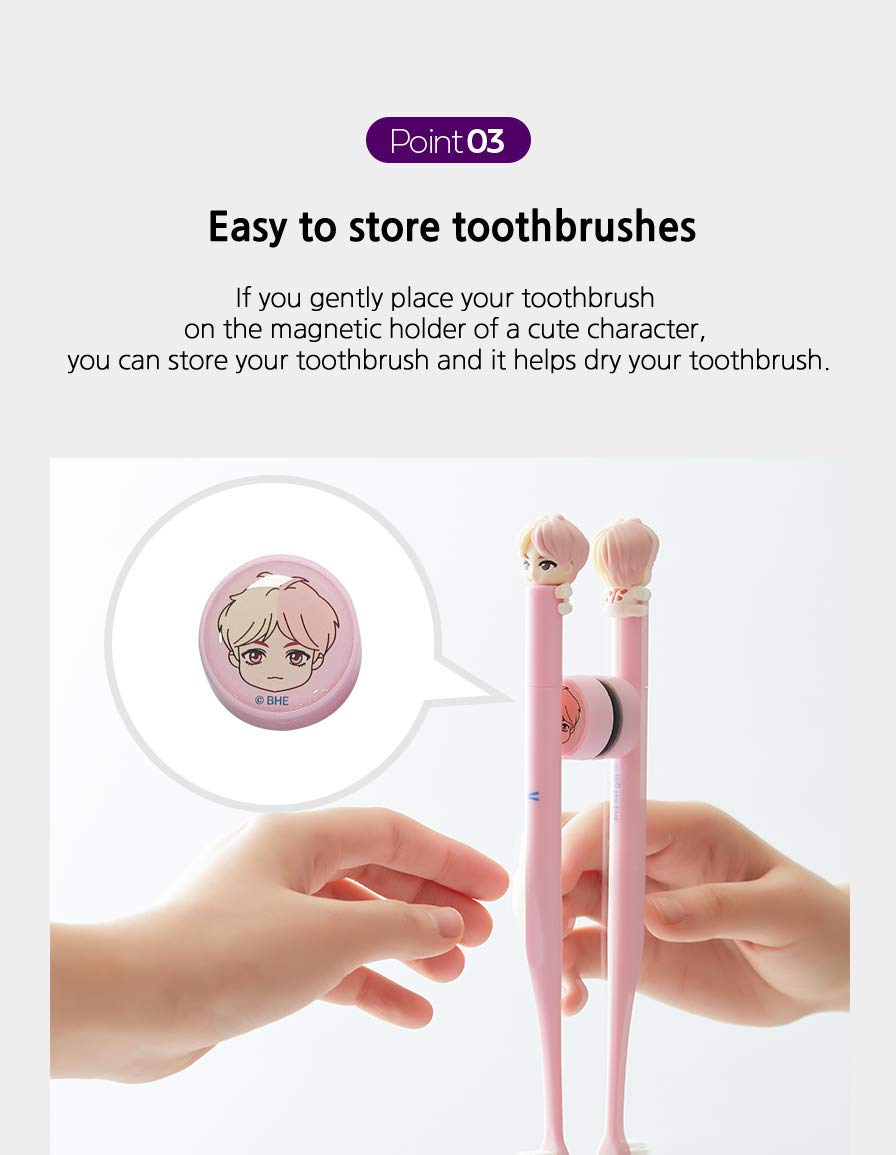 Authentic licensed BTS merchandise license sticker on toothbrush