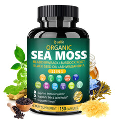 Front view of Bualle Irish Sea Moss Capsules bottle