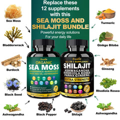 Sea Moss and Shilajit Bundle packaging and label