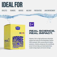 USA-made Hydrate or Die packaging with certification and quality badge.