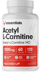Front view of Bucked Up Acetyl L-Carnitine 1000mg bottle with 180 capsules