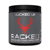 Front view of Bucked Up BCAA RACKED Blood Raz container
