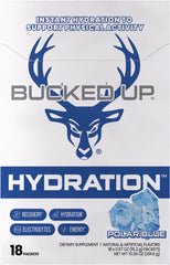 Bucked Up Hydration Polar Blue ingredients label highlights electrolytes and vitamins