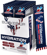 Bucked Up Hydration Rocket Pop bottle pour, refreshing electrolyte boost for workouts