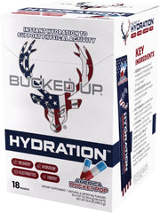 Bucked Up Hydration Rocket Pop packaging box, 18 sticks for travel-friendly hydration