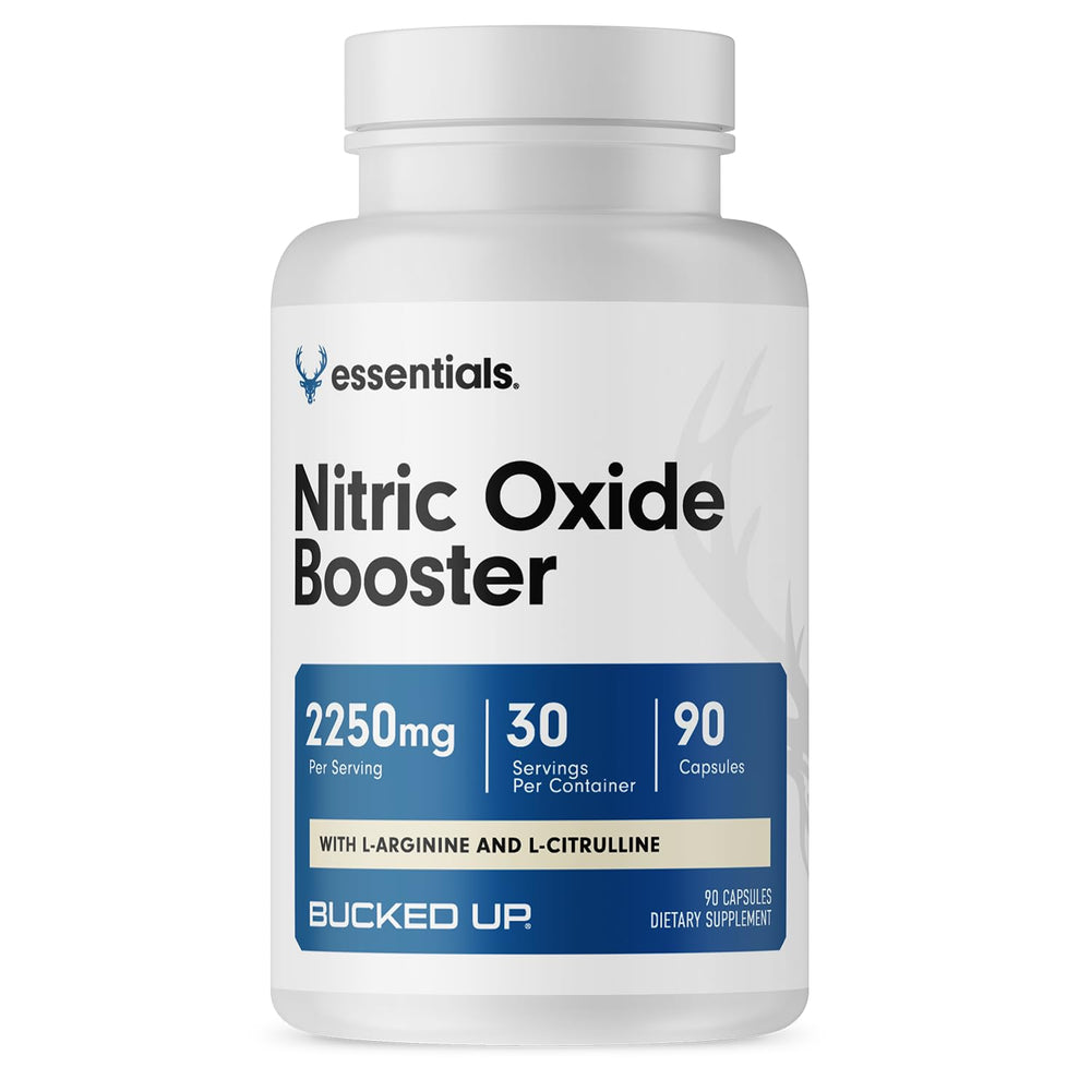 Bucked Up Nitric Oxide Booster bottle front for pump-focused workouts.