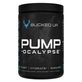 Bucked Up Pump-ocalypse Blue Raz bottle-front showing nitric oxide support for workouts