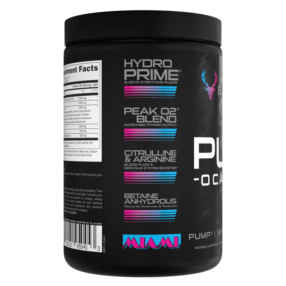 Bucked Up Pump-ocalypse Miami glass of water ready to mix for hydration during training.