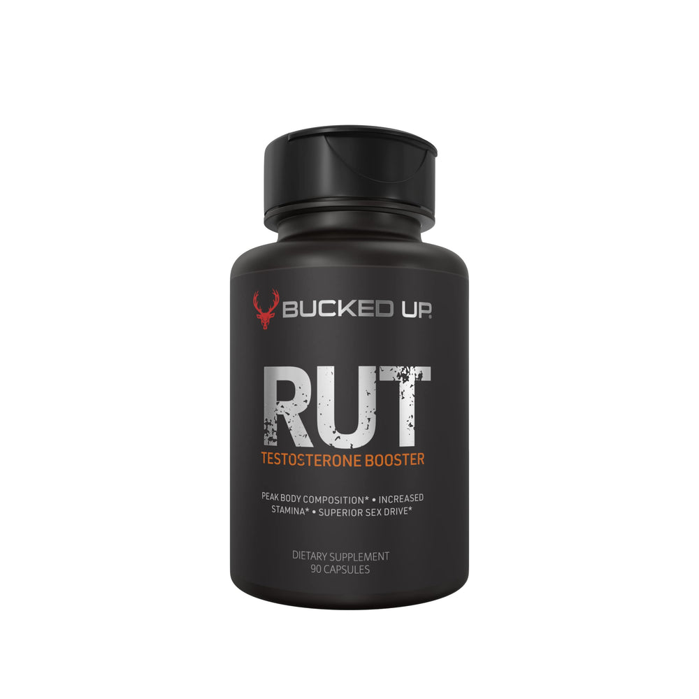 Bucked Up RUT bottle front view showing energy and endurance support.