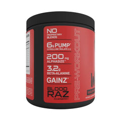 Close-up of Bucked Up WOKE Blood Raz 333mg caffeine per serving