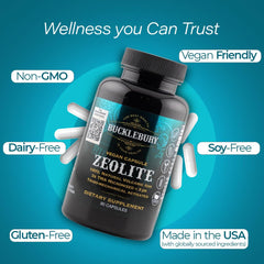 Vegan, Non-GMO Bucklebury Zeolite capsules arrangement