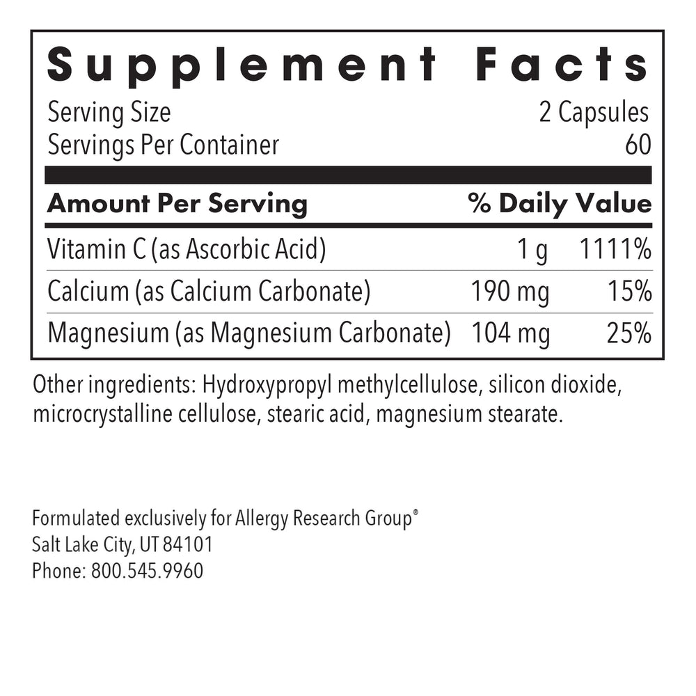 Illustration showing buffered vitamin C with calcium and magnesium