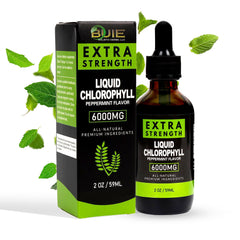 BUIE Chlorophyll Drops bottle with peppermint flavor label