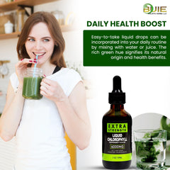 Eco-friendly packaging and vegan, non-GMO claim for BUIE Chlorophyll Drops
