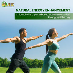 Bright green chlorophyll liquid close-up