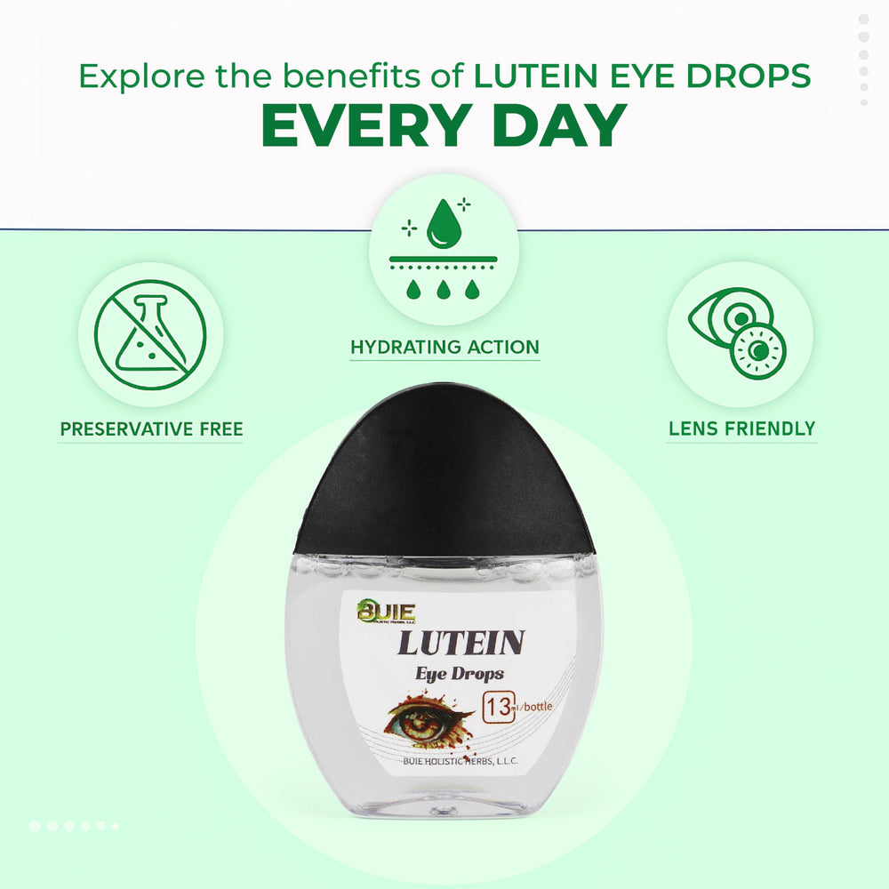 Side view of the BUIE Lutein Eye Drops bottle