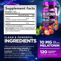 Close-up of berry-flavored melatonin chewable tablet