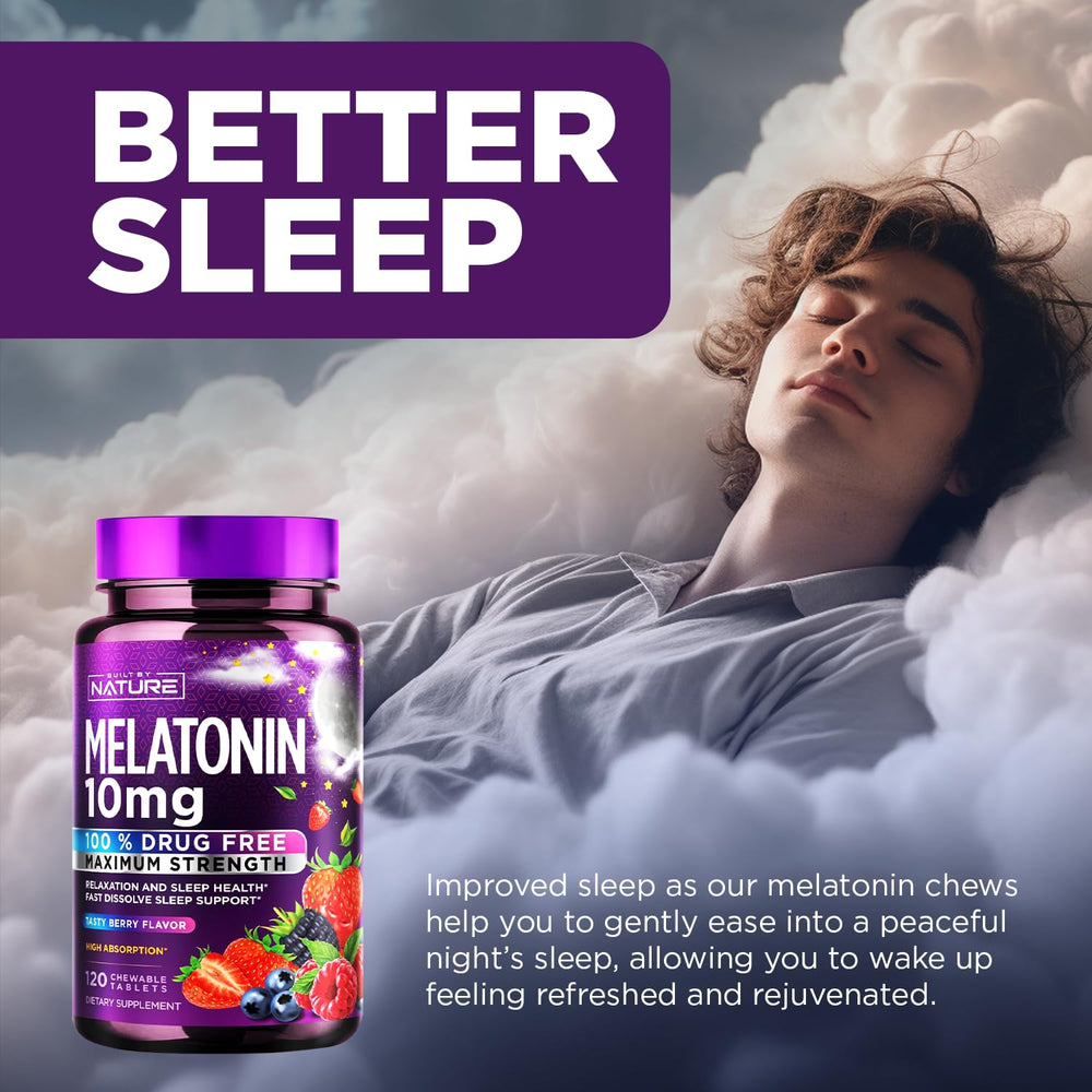 Nighttime sleep scene with melatonin bottle