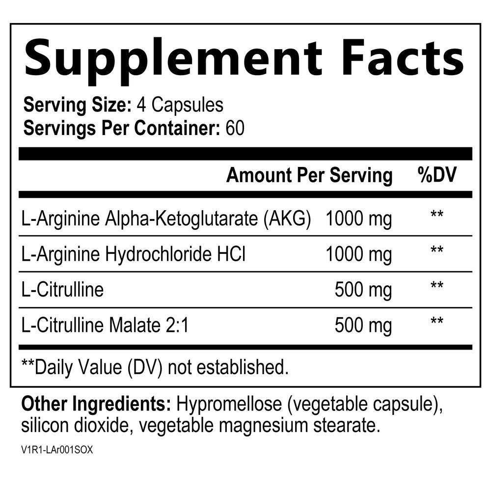 Built by Nature Nitric Oxide ingredients panel featuring L-Arginine and L-Citrulline for endurance.