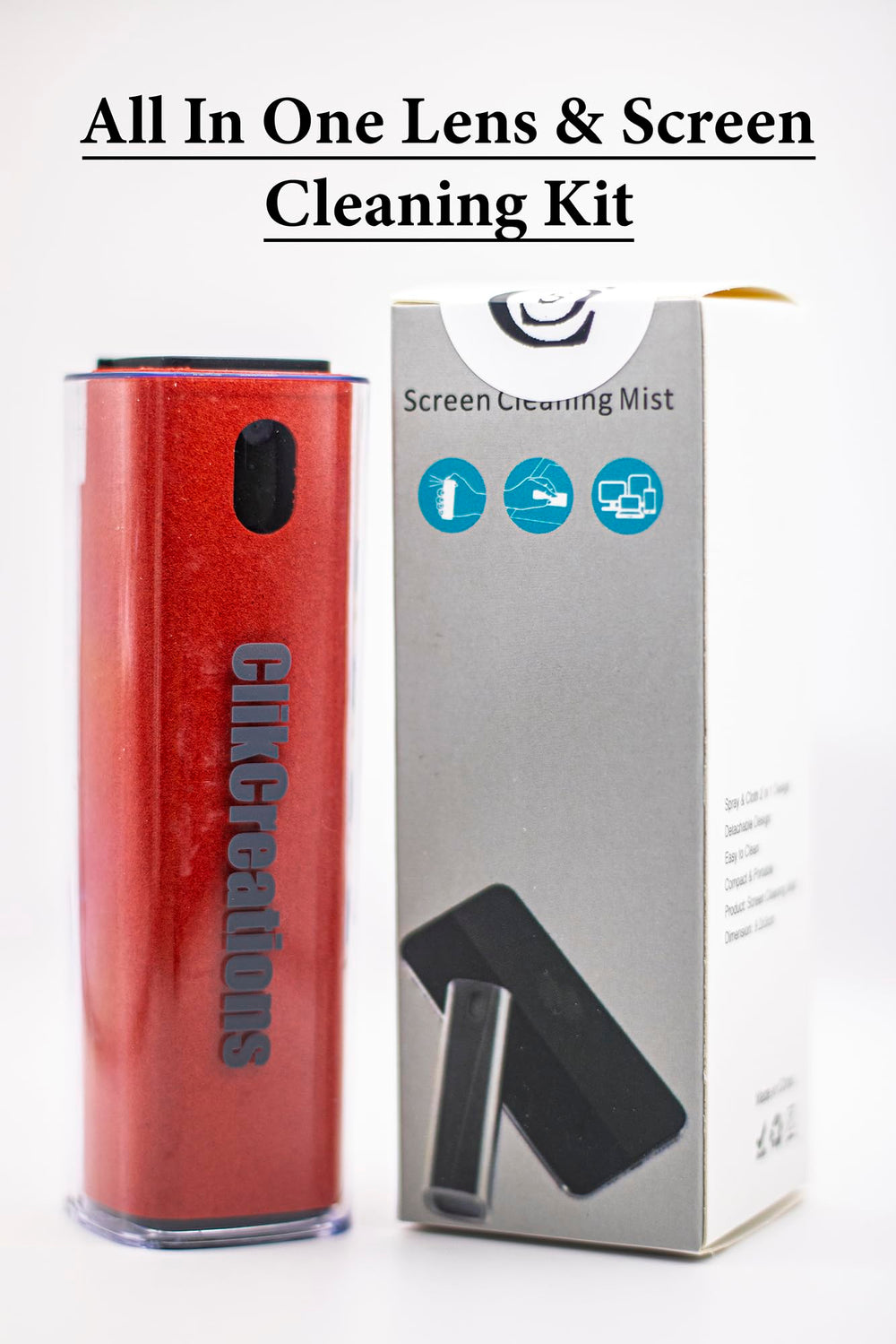 Built-in microfiber cleaning cloth integrated into the bottle