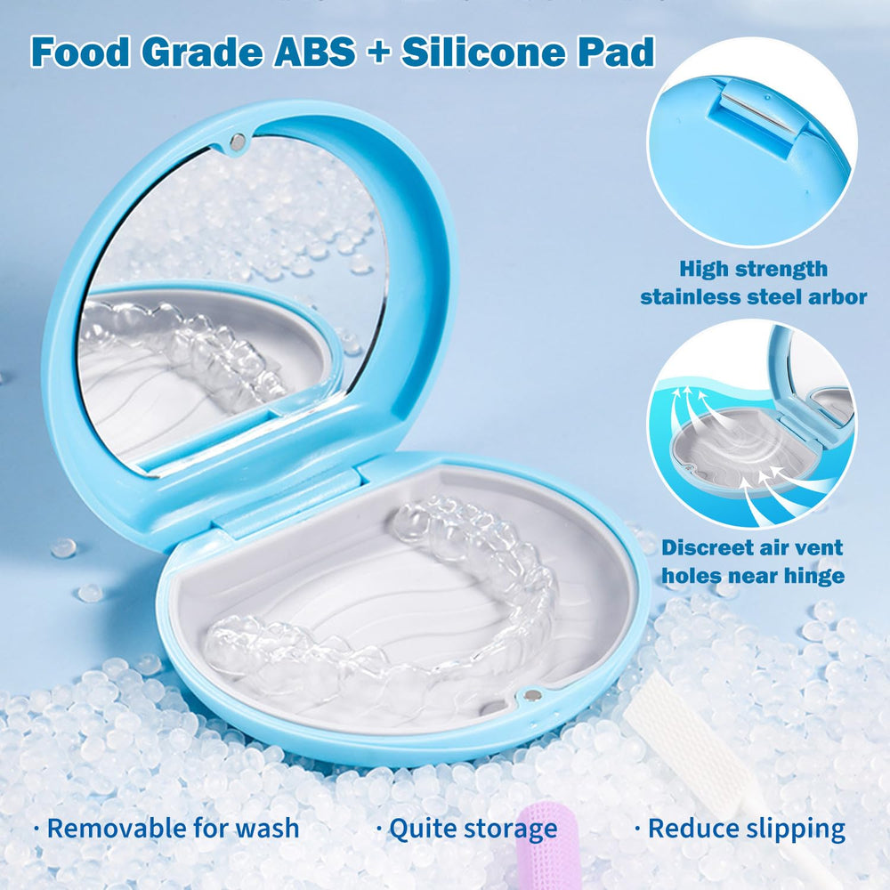 Close-up of built-in mirror on the retainer case