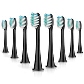BUKURII 8-pack black replacement toothbrush heads — front view