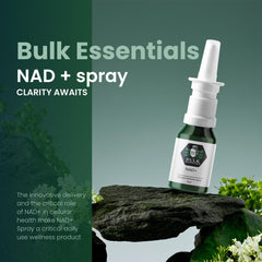Bulk Essentials NAD+ spray ingredients list emphasizes purity and absence of fillers