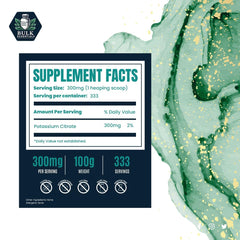 Potassium citrate powder label showing ingredients