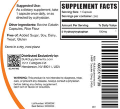 240-count bottle of 5-HTP capsules from BulkSupplements