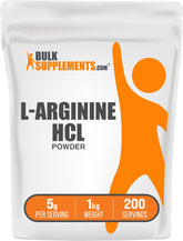 BulkSupplements L-Arginine HCl powder 5g serving in 1kg package, unflavored and gluten free