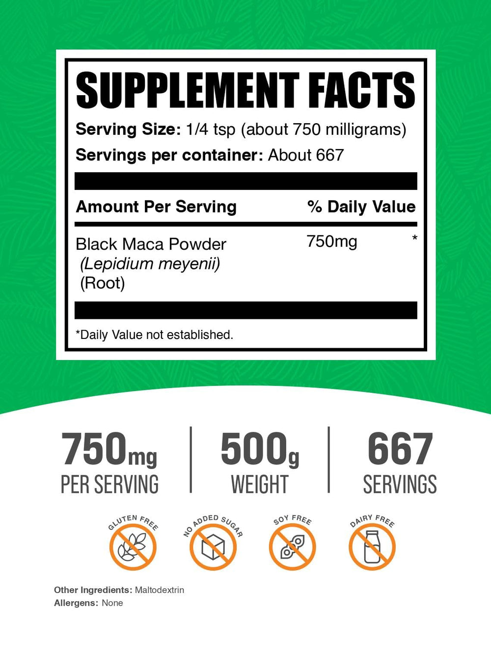 BulkSupplements Black Maca Powder packaging and bottle