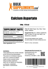 Front view of BulkSupplements Calcium Aspartate 500g packaging