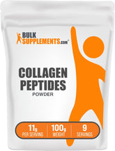 BulkSupplements Collagen Peptides Powder 100g bottle with scoop