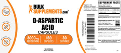 BulkSupplements D-Aspartic Acid capsules bottle on white background