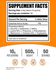 Serving scoop showing 10g dose of Essential Amino Acids Powder