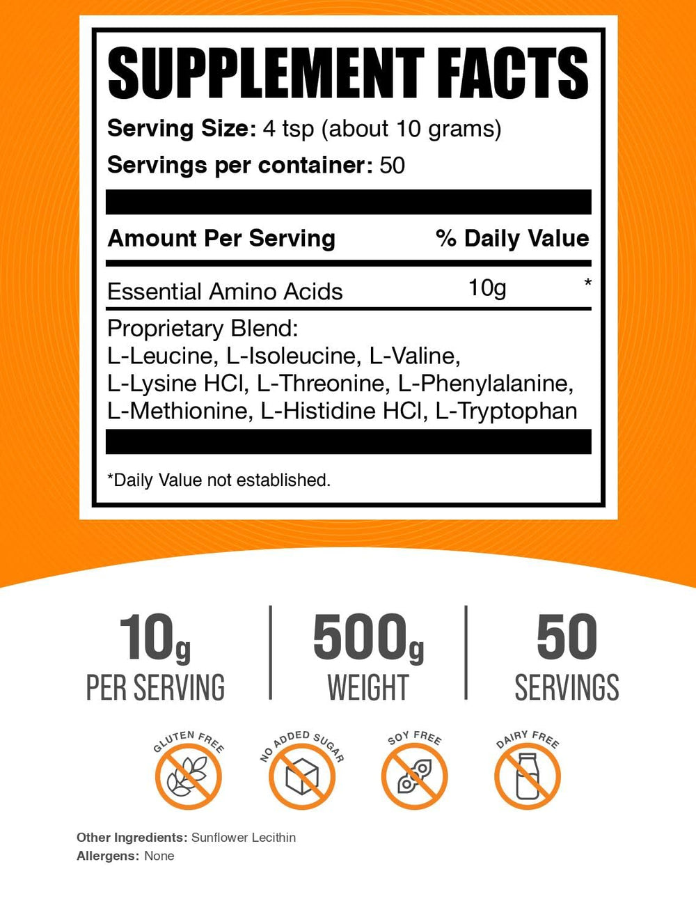 Bulk Supplements Essential Amino Acids Powder packaging