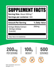 Front view of BulkSupplements Ginkgo Biloba Extract Powder bottle